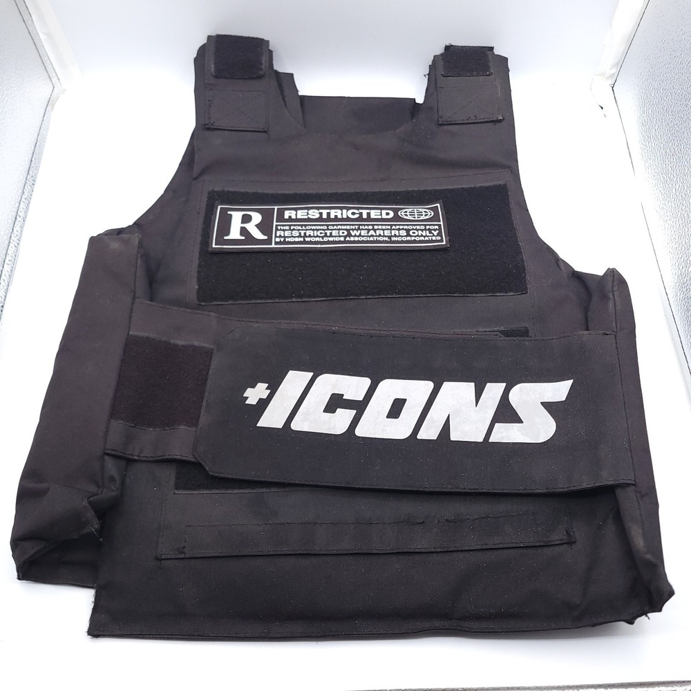Hudson Outerwear + Icons Black Tactical Vest One Size Hip Hop Restricted Patch